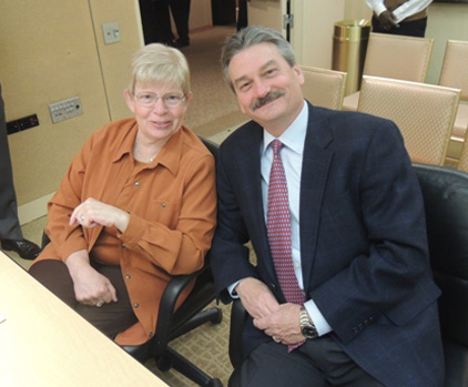 Woman and Business Man Smiling
